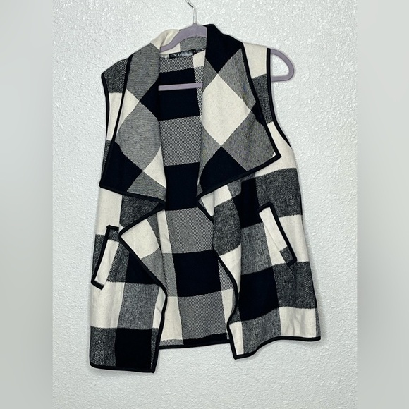 Yacun Flannel Plaid Cardigan Vest Sz Large - Picture 2 of 9